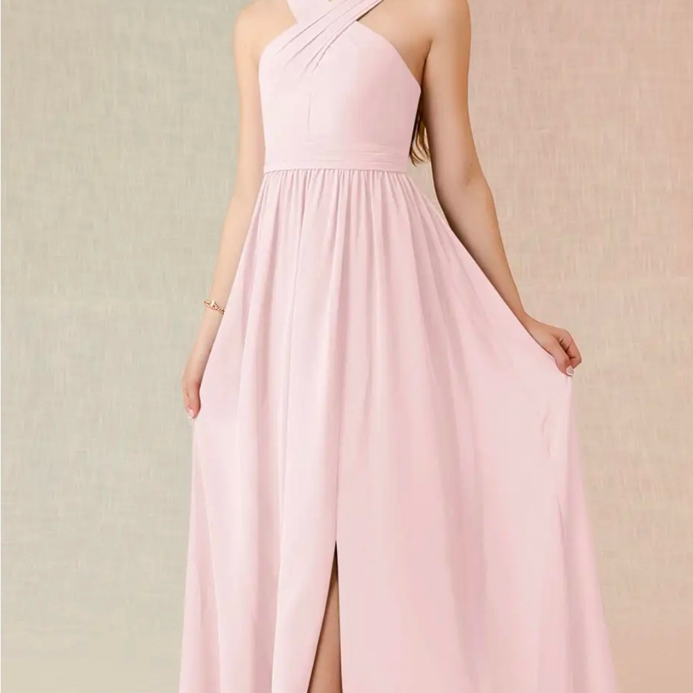 Elegant Blush Pink One-Shoulder Gown